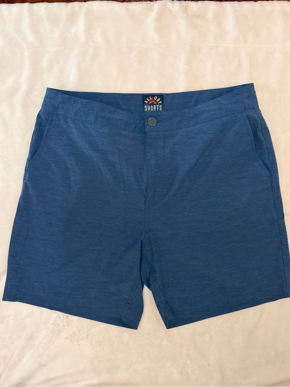 Faherty All Day Shorts Blue Flat-Front Performance Shorts